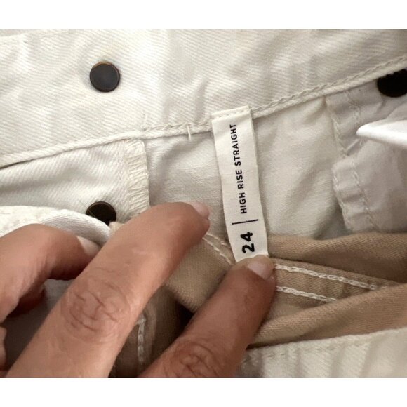 PacSun Womens High Rise Straight Jeans Two-Tone Beige/White Size 24 - Picture 6 of 11